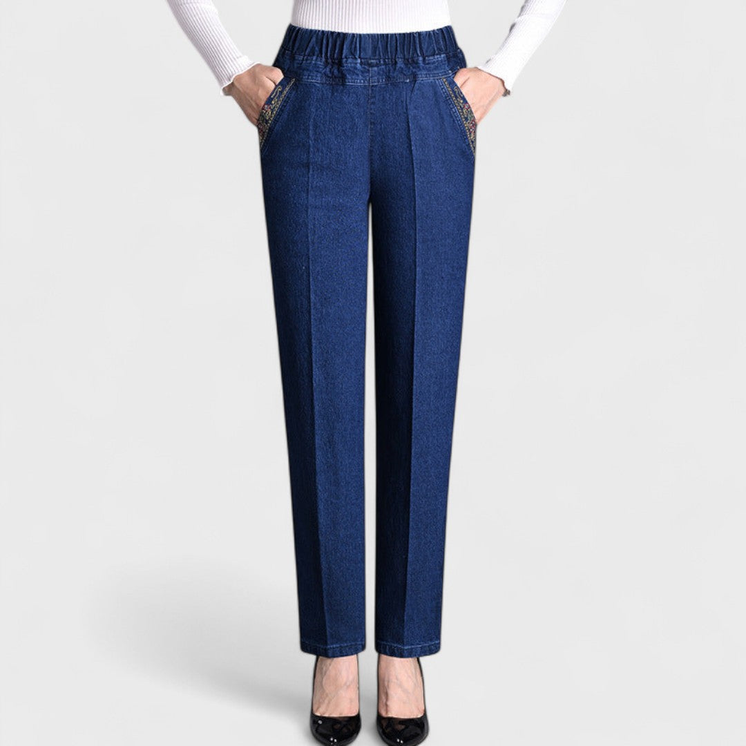 Jeans Elegance™ - Jeans da donna con tasche laterali e vita elastica
