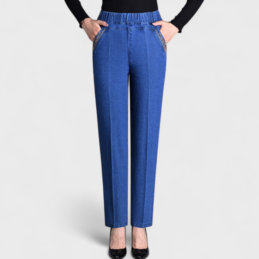 Jeans Elegance™ - Jeans da donna con tasche laterali e vita elastica