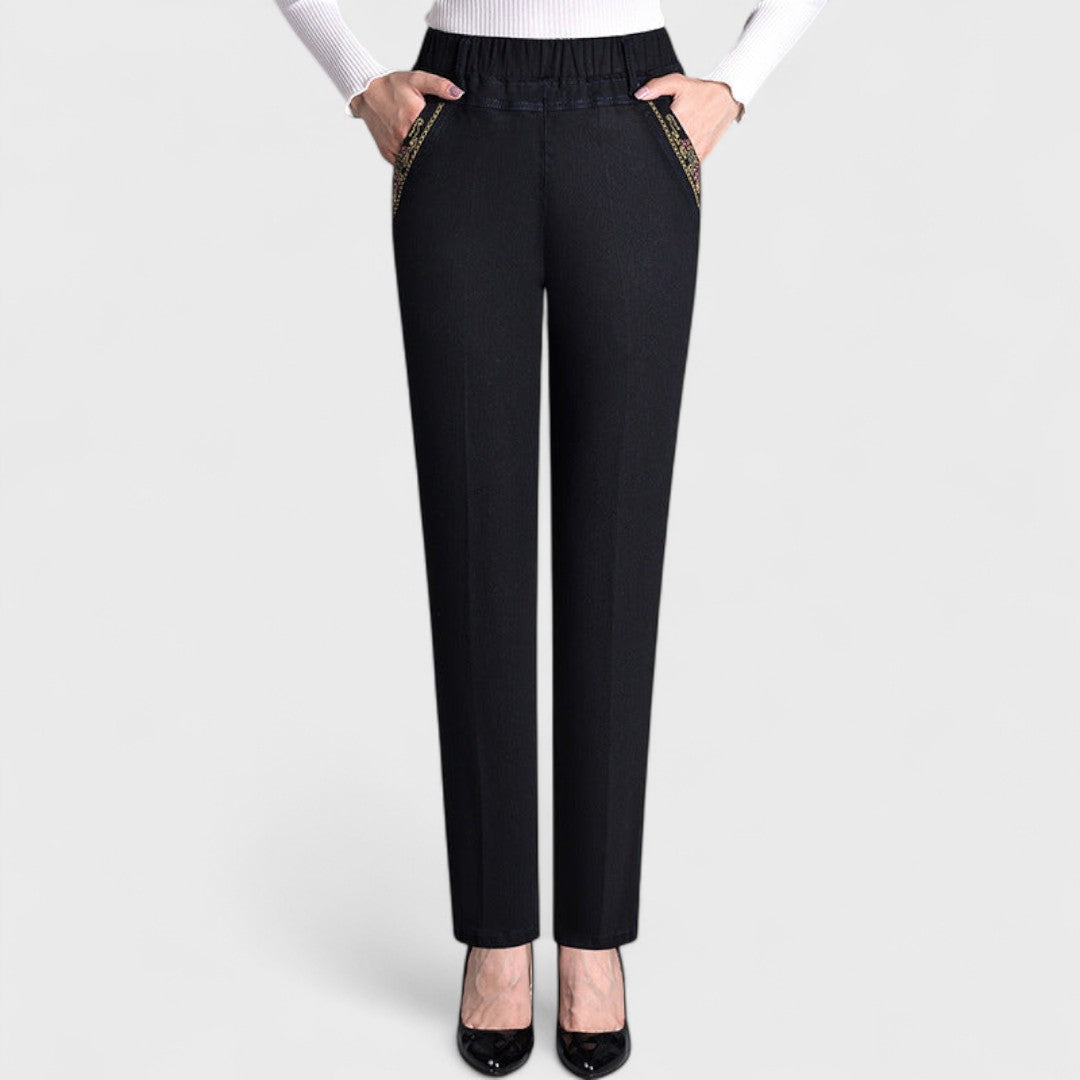 Jeans Elegance™ - Jeans da donna con tasche laterali e vita elastica