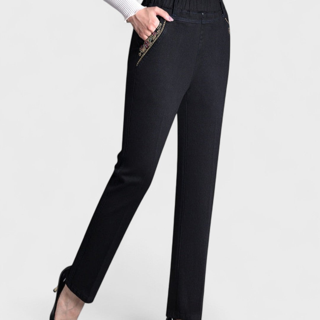Jeans Elegance™ - Jeans da donna con tasche laterali e vita elastica